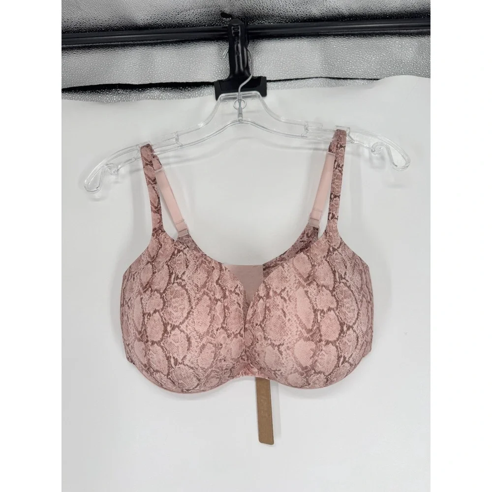 SKIMS Ultimate Push Up Plunge Bra Womens 34D Rose Pastel Snake Print Padded